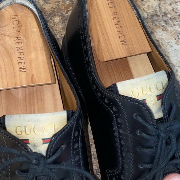 Gucci Black Brogue Lesther Lace up Men Flats size 9 - Picture 4 of 12